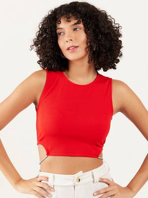 ATHENA Casual Self Design Women Red Top