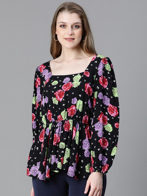 OXOLLOXO Casual Printed Women Black, Multicolor Top