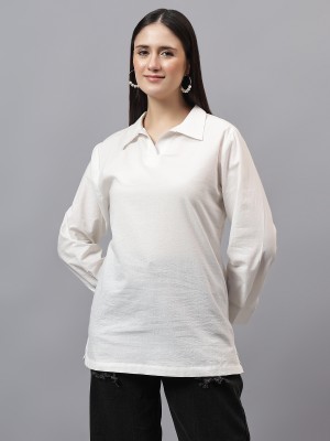 SAAKAA Casual Solid Women White Top