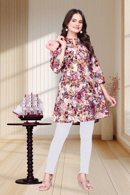 Hareshbhai Ambabhai Nashit Casual Floral Print Women Pink Top