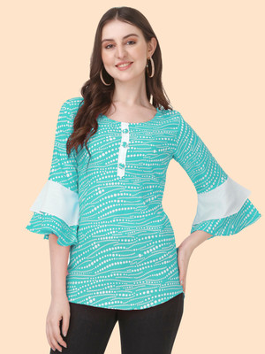 ZELZIS Casual Printed Women Green Top