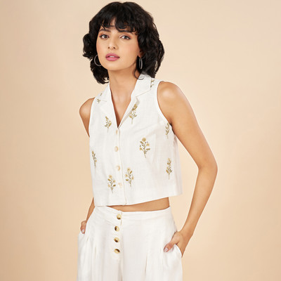 Akkriti by Pantaloons Casual Solid Women White Top