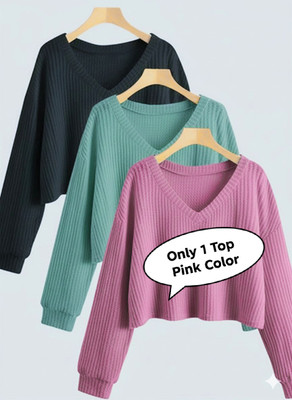 Tops Nova Casual Solid Women Pink Top