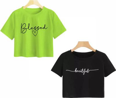 LOVO Casual Printed Women Green, Black Top