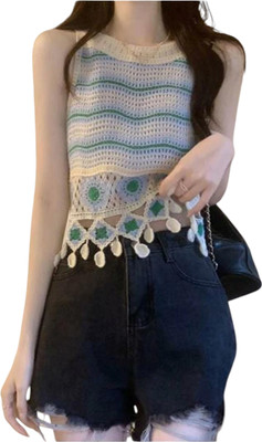 Emprace Casual Self Design Women Blue Top