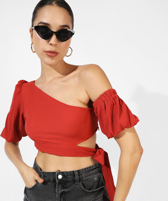 CAMPUS SUTRA Casual Solid Women Red Top