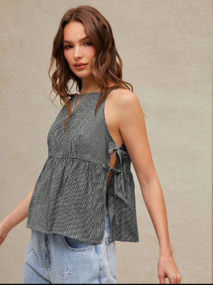 Burgstudio9 Casual Checkered Women Black Top