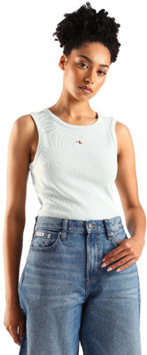 Calvin Klein Jeans Casual Solid Women Green Top