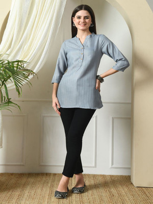 Sangria Casual Printed Women Blue Top