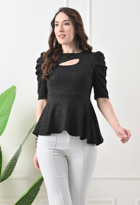 SAKSHI TRADER Casual Solid Women Black Top