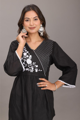 SHREE SHYAM FASHION Women Printed A-line Kurta(Dark Blue)