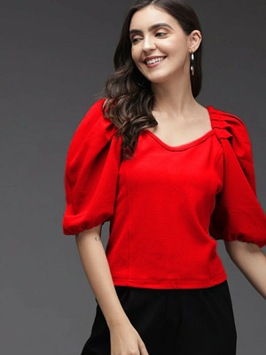 NiloBerry Casual Solid Women Red Top