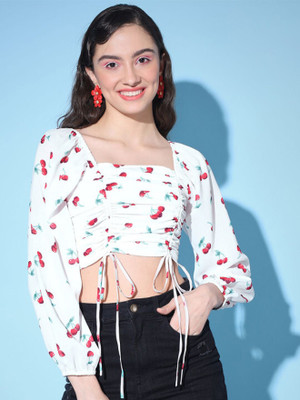 SZN Casual Printed Women White Top