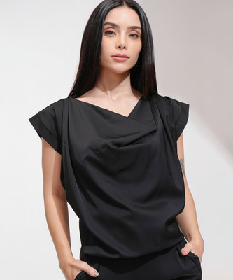 Tokyo Talkies Casual Solid Women Black Top