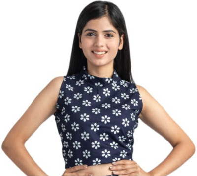 ALAKNANDA Casual Floral Print Women Dark Blue Top