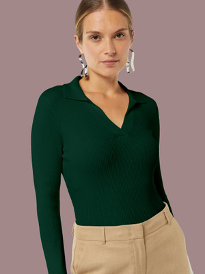 Kashonaa Casual Self Design Women Dark Green Top