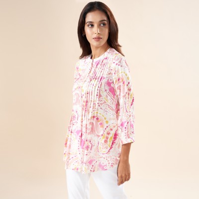 Akkriti by Pantaloons Casual Printed Women Pink, White, Yellow Top