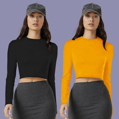 NAVYANKAA Casual Solid Women Yellow Top