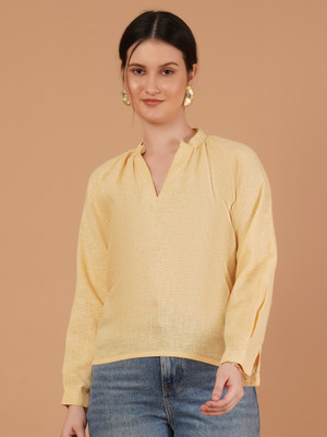all about you Casual Solid Women Yellow Top