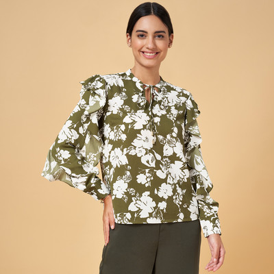 Annabelle by Pantaloons Casual Printed Women Green, White Top