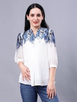 Albion Women Solid Casual Blue Shirt