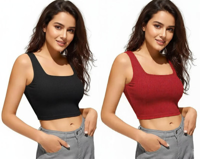 Blueribon Casual Solid Women Black, Red Top