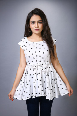 New Age Creation Casual Printed Women White Top