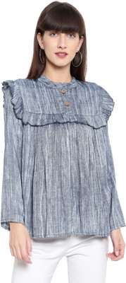 FLAMBOYANT Party Self Design Women Grey Top