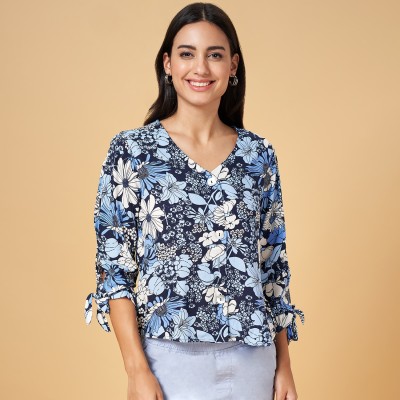 Honey By Pantaloons Casual Printed Women Dark Blue, Blue, White Top