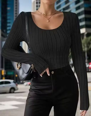 Sovi fashion Casual Self Design Women Black Top