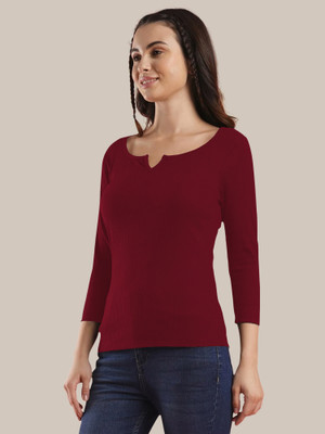 Kashonaa Casual Self Design Women Maroon Top