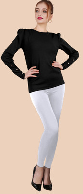 LADY SHOPI Casual Solid Women Black Top