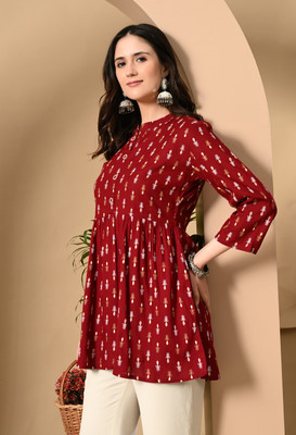 jaipurite Casual Printed Women Maroon Top