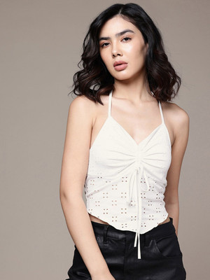 Roadster Casual Self Design Women White Top