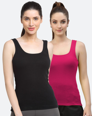 FBAR Casual Solid Women Black, Pink Top