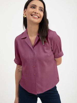 Mirana Casual Solid Women Purple Top