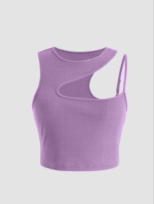 NP CREATION Casual Solid Women Purple Top
