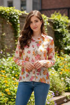 Raffaella Party Floral Print Women White Top