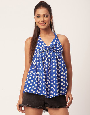 moomaya Casual Printed Women Blue, White Top