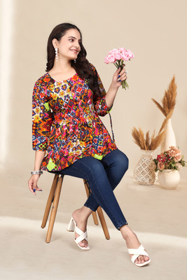SUITICON Casual Printed Women Multicolor Top