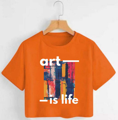 EXITOS Casual Printed Women Orange Top