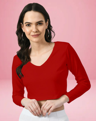 Maheshvi Casual Solid Women Red Top