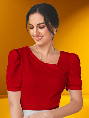 Maheshvi Casual Self Design Women Red Top