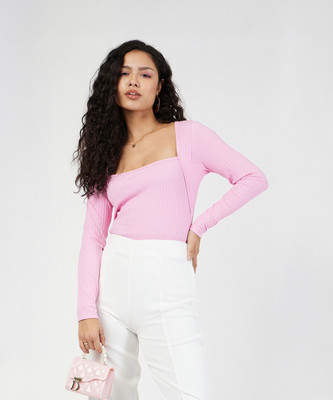 SASSAFRAS Casual Striped Women Pink Top