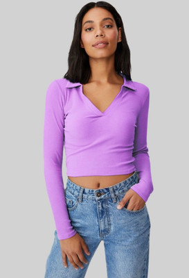 ASAD GARMENTS Casual Solid Women Purple Top