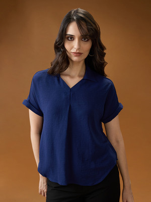Globus Formal Solid Women Blue Top