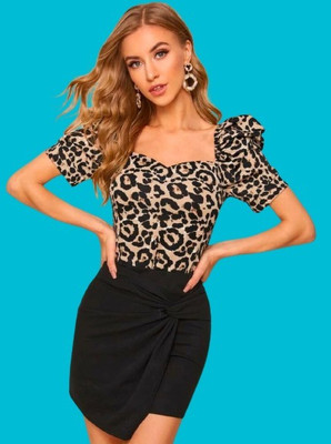 Kashonaa Casual Printed Women Brown, Black Top