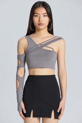 Zomoda Casual Solid Women Grey Top