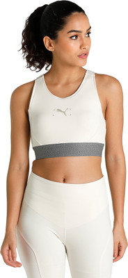 PUMA Casual Sleeveless Color Block Women White Top