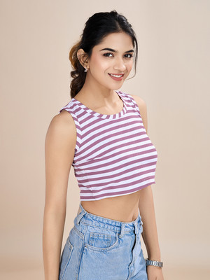 Dressberry Casual Striped Women Purple Top